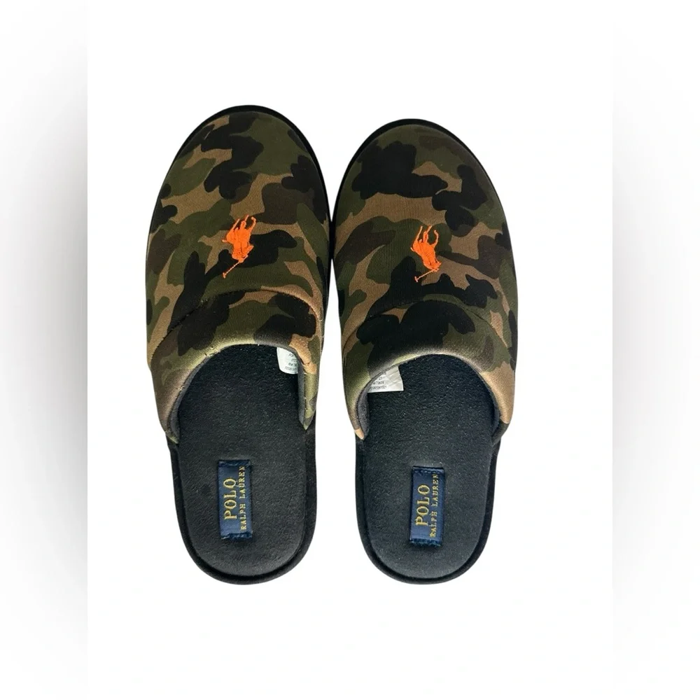 Ralph Lauren Polo Men's Klarence Jersey Scuff Camo Mule Slippers